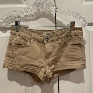 Beige Denim Shorts